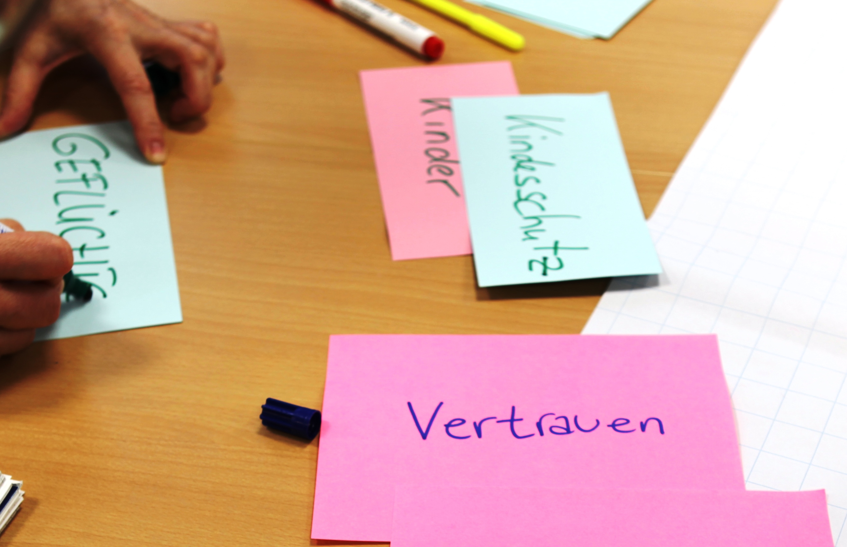 Metaplan-Karte mit dem Wort "Vertrauen" (Quelle: Ludwig Grunewald, Kindernothilfe). Metaplan-Karte mit dem Wort "Vertrauen" (Quelle: Ludwig Grunewald, Kindernothilfe).