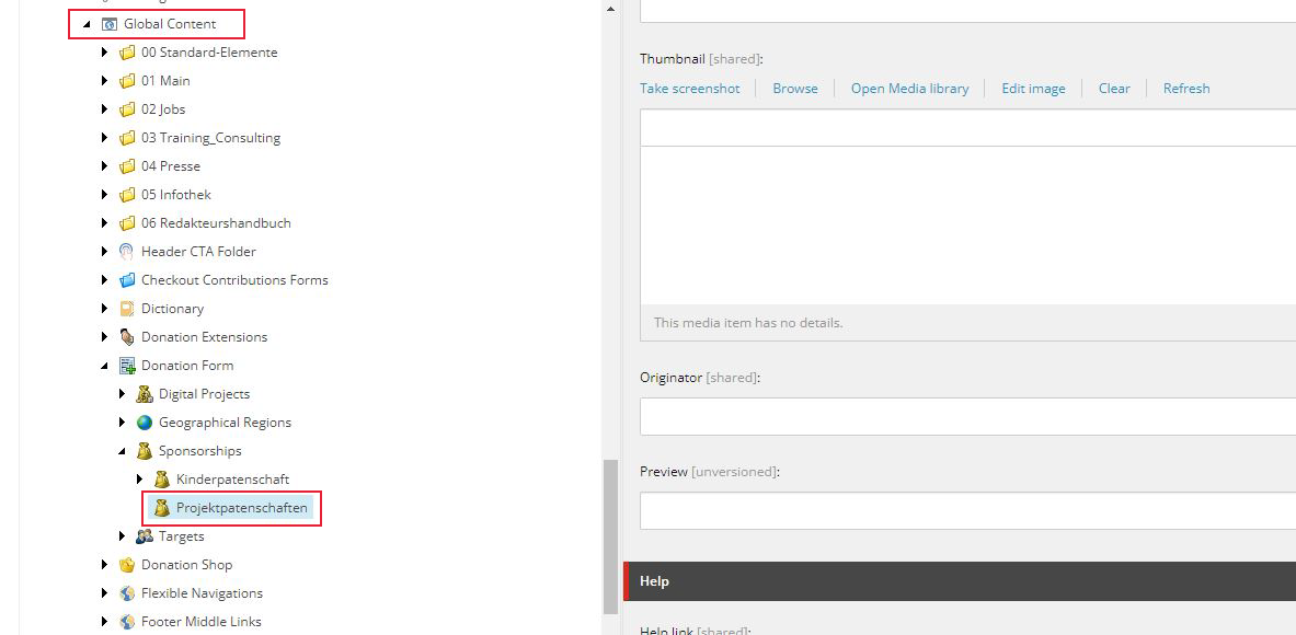 Screenshot Aufbau Projektpatenschaft