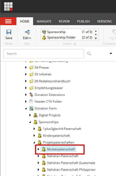 Screenshot Aufbau Projektpatenschaft